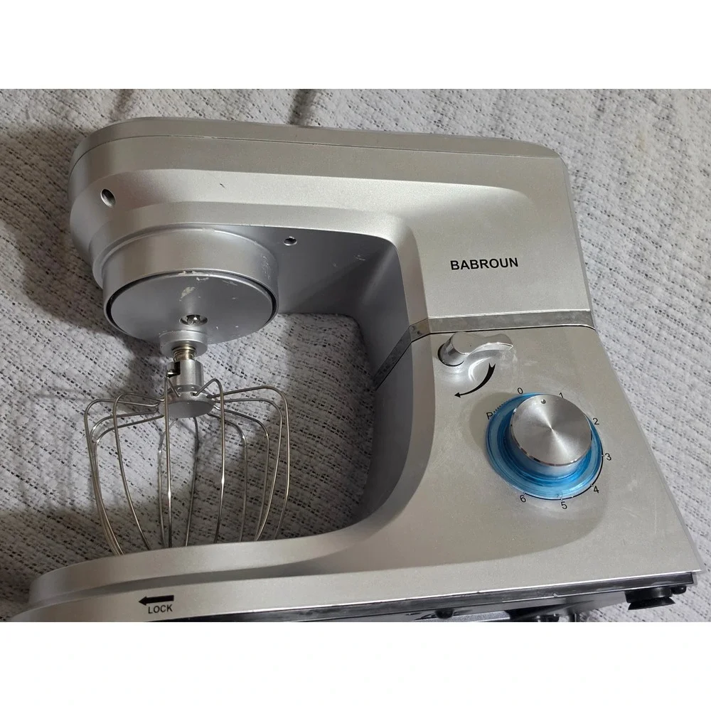 Babroun SM-1507 Stand Mixer 660W 6-Speed Tilt-Head Silver with Whisk Attachment
